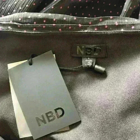 NBD Averie Polka Dot Midi Wrap Dress Black Sz Small NWT - Picture 7 of 10